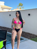 Biquíni Preto Com Detalhes Fluor