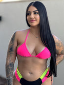 Biquíni Preto Com Detalhes Fluor