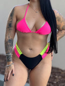 Biquíni Preto Com Detalhes Fluor